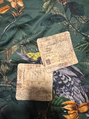 Set of two hand sewn coasters